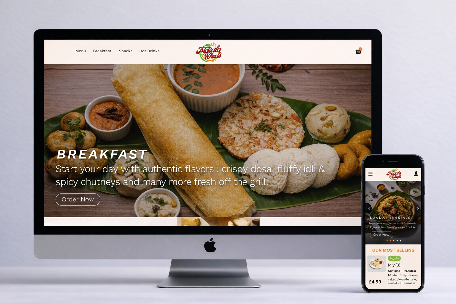 Masala Wheels UK Indian food ordering website by Scalivity
