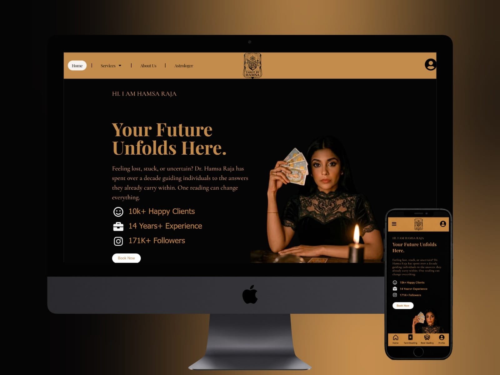 Tarot By Hamsa tarot reading and booking website by Scalivity